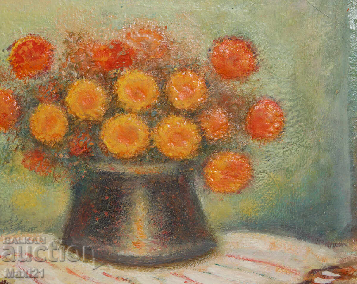 Still life of flowers, old painting, oil paints - 5