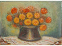 Still life of flowers, old painting, oil paints