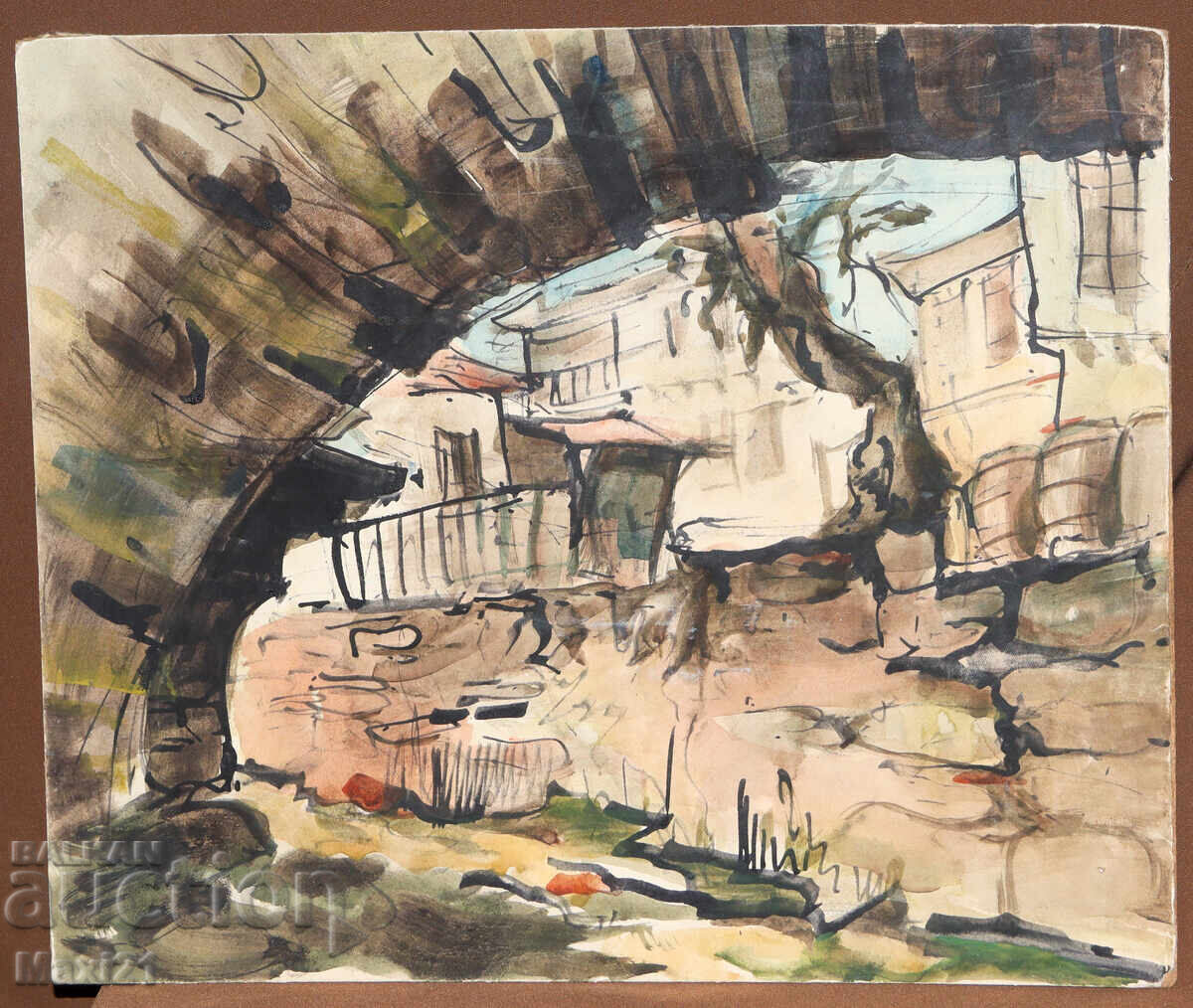 Old watercolor painting landscape with price 200.00 BGN | € 102.26