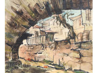 Стара картина акварел пейзаж