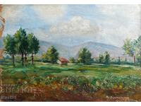 1947. Τοπίο παλιός πίνακας ελαιογραφίας υπογεγραμμένος