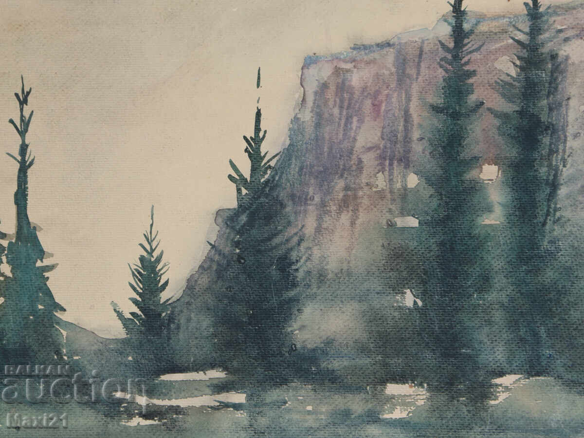 Παράδοση 1967. Παλιός πίνακας ακουαρέλα τοπίο