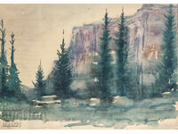 1967г. Стара картина акварел пейзаж