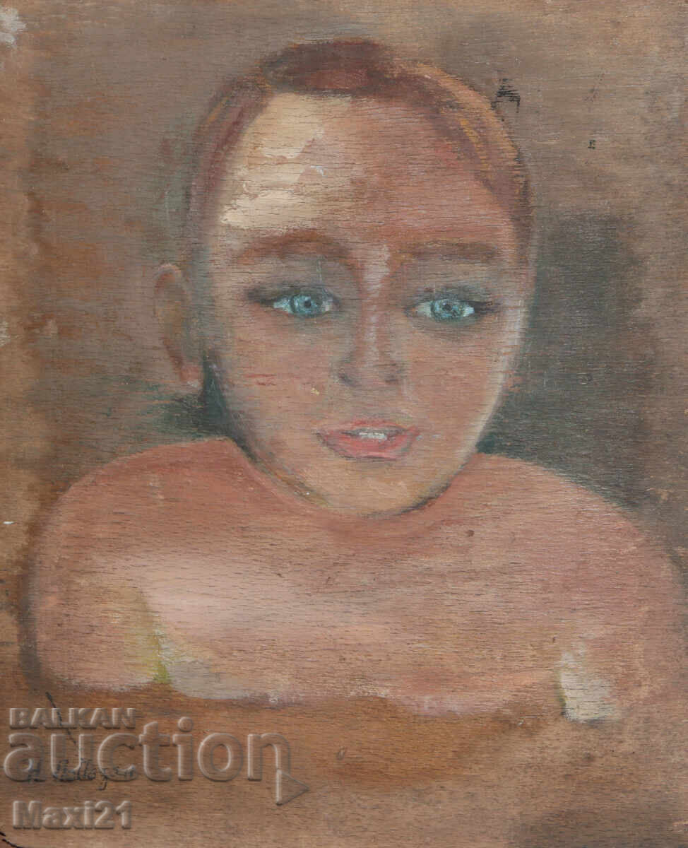 Δημοπρασία Παλιός πίνακας ελαιογραφίας, παιδικό πορτρέτο