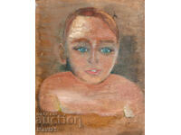 Old oil painting, children's portrait