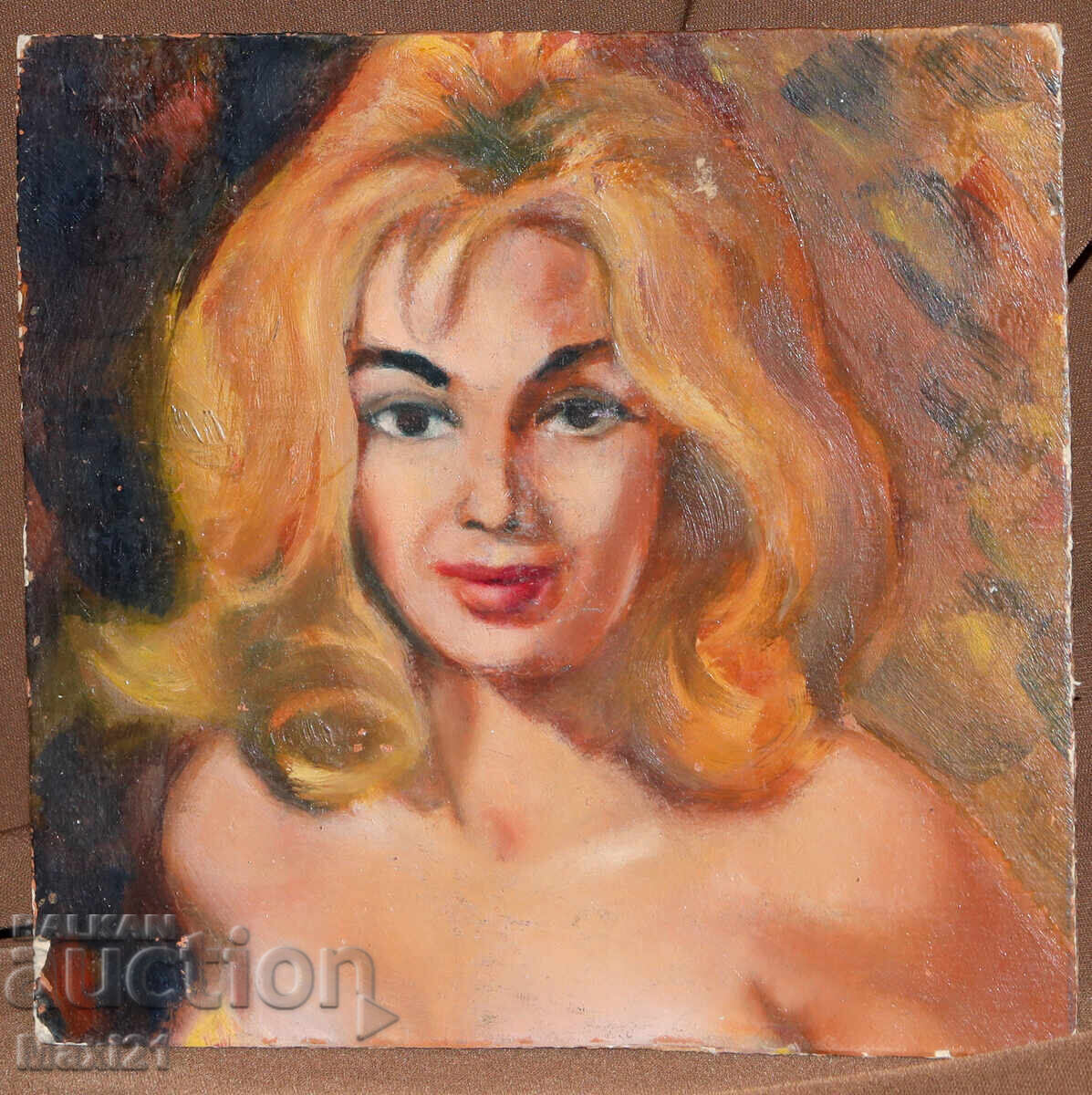 Παλιός πίνακας ελαιογραφίας γυναικείο πορτρέτο με τιμή 150.00 BGN | € 76.69