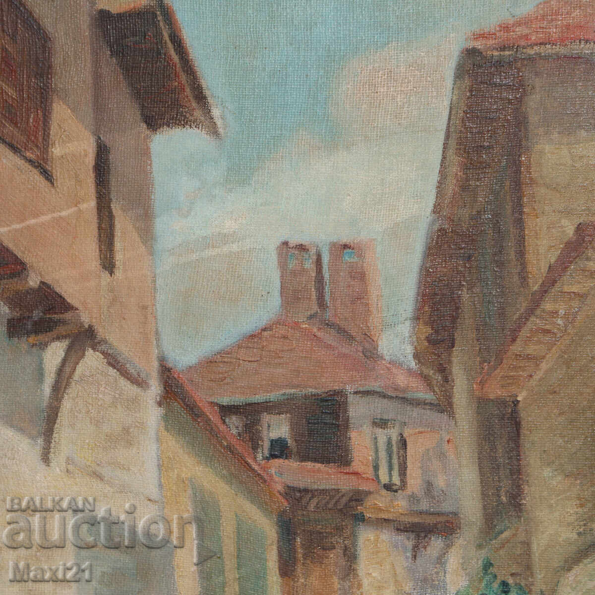 Landscape Revival Houses Old Painting Oil Paints - 5