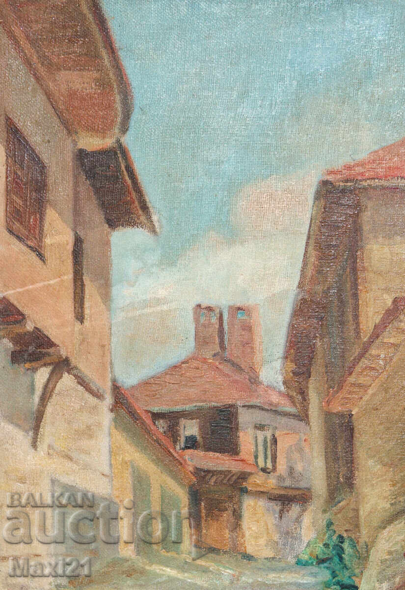 Landscape Revival Houses Old Painting Oil Paints