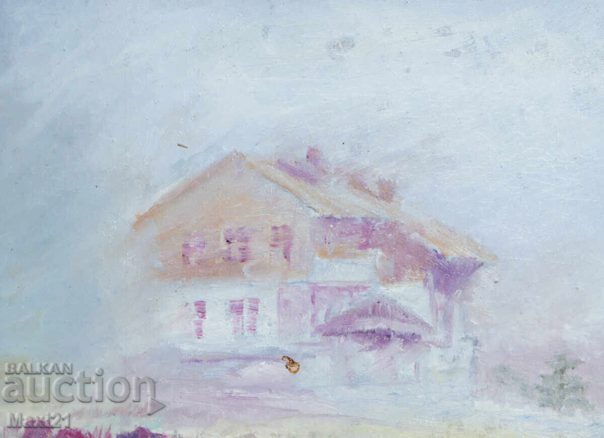 Livrarea Peisaj cu casă, tablou vechi, ulei