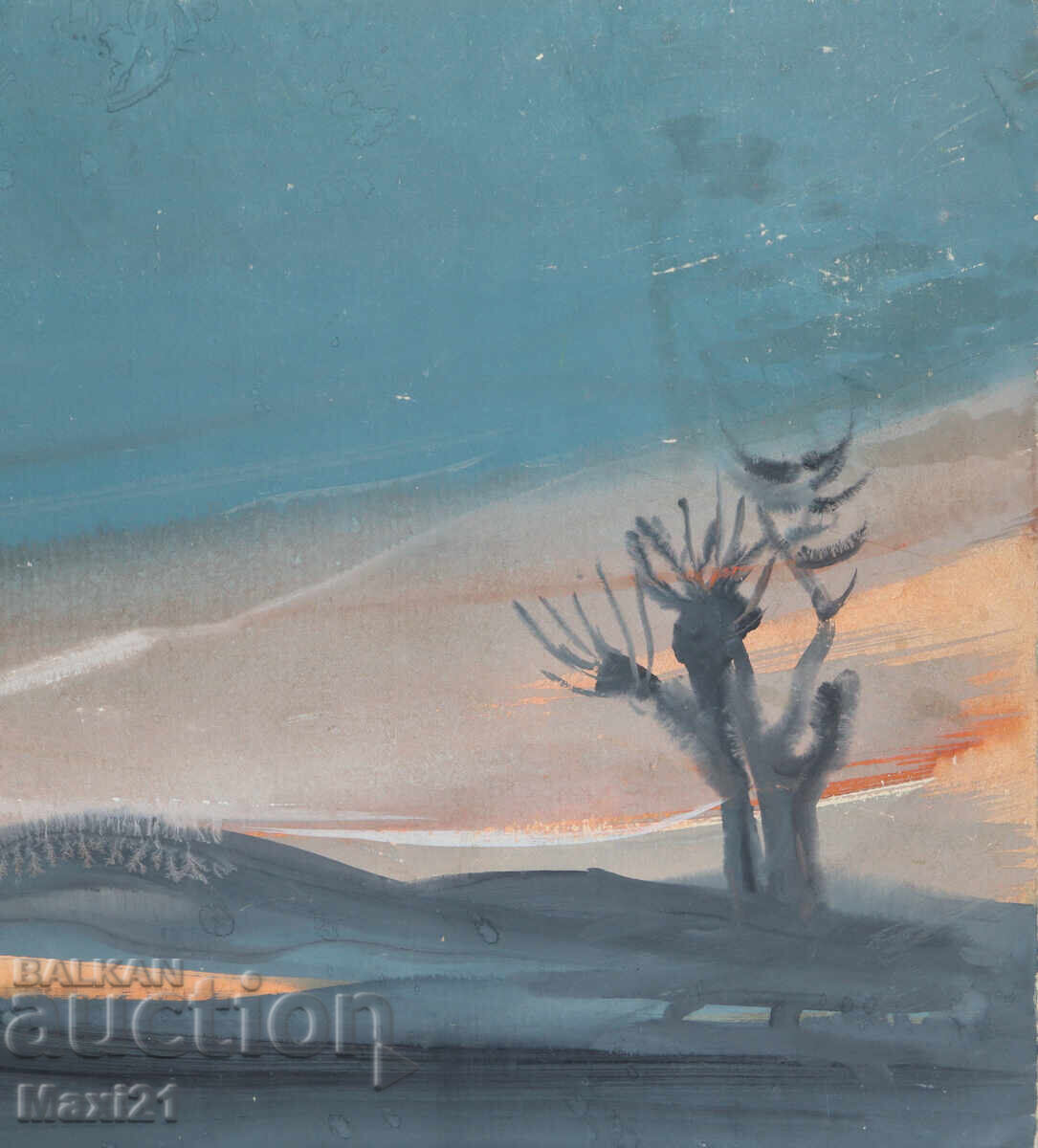 Old watercolor painting landscape - 5