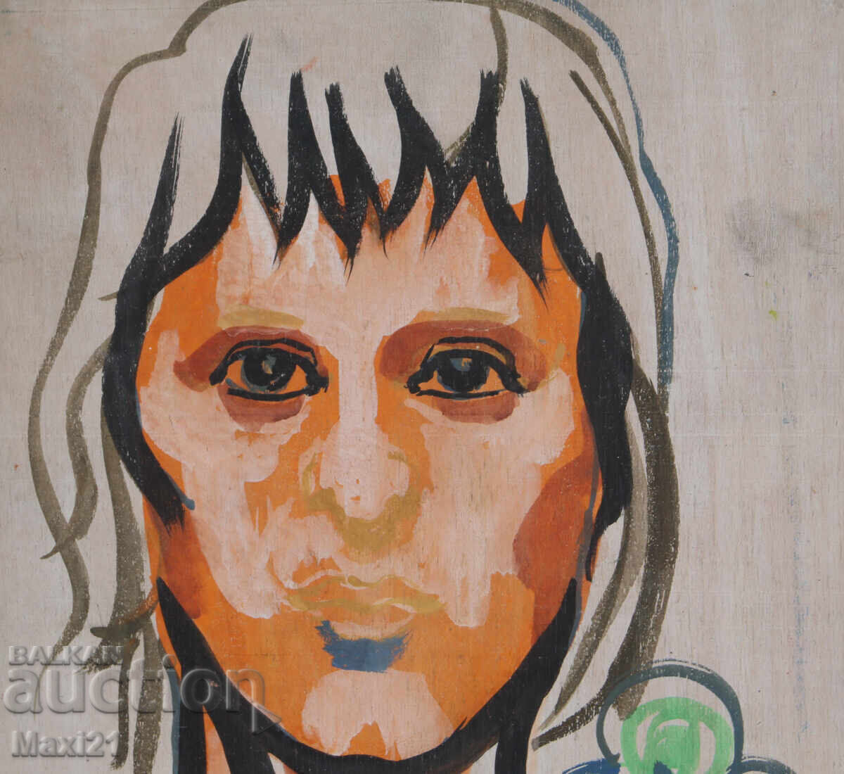 Παράδοση Παλιός πίνακας με τέμπερα, γυναικείο πορτρέτο