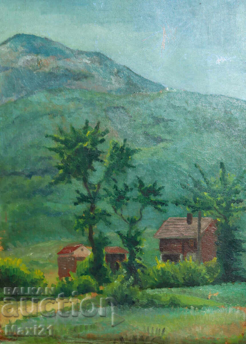 Pictură veche peisaj în ulei