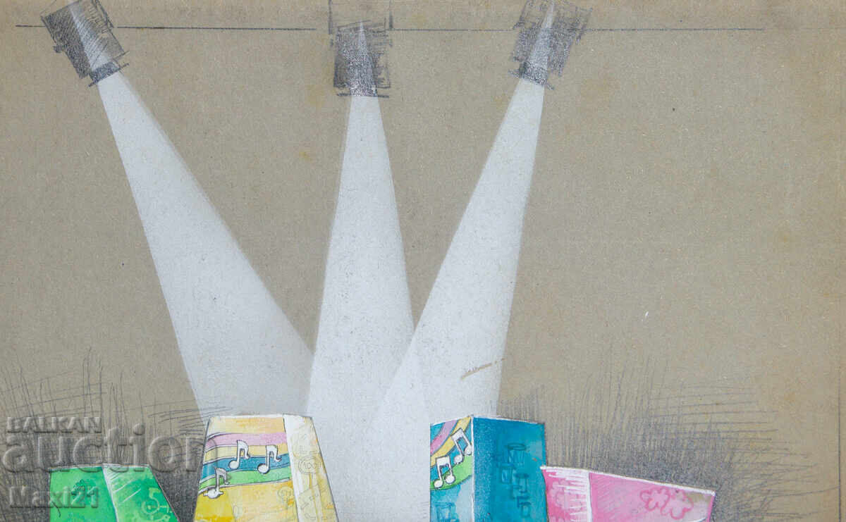 Livrarea Scenografie teatru de păpuși pentru copii pictură acuarelă Livrarea Scenografie teatru de păpuși pentru copii pictură acuarelă