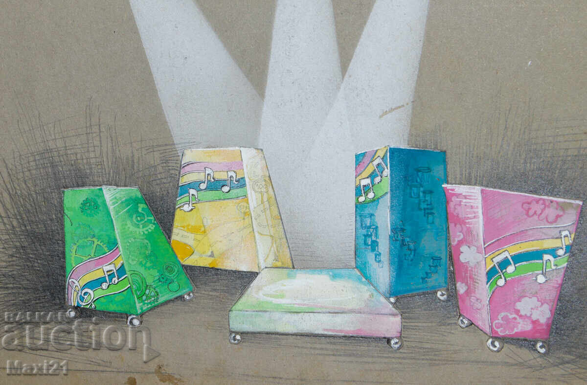 Scenografie teatru de păpuși pentru copii pictură acuarelă - 5 Scenografie teatru de păpuși pentru copii pictură acuarelă - 5