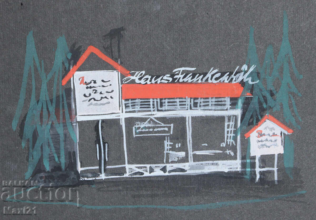 Delivery of Gouache painting, scenography, interior