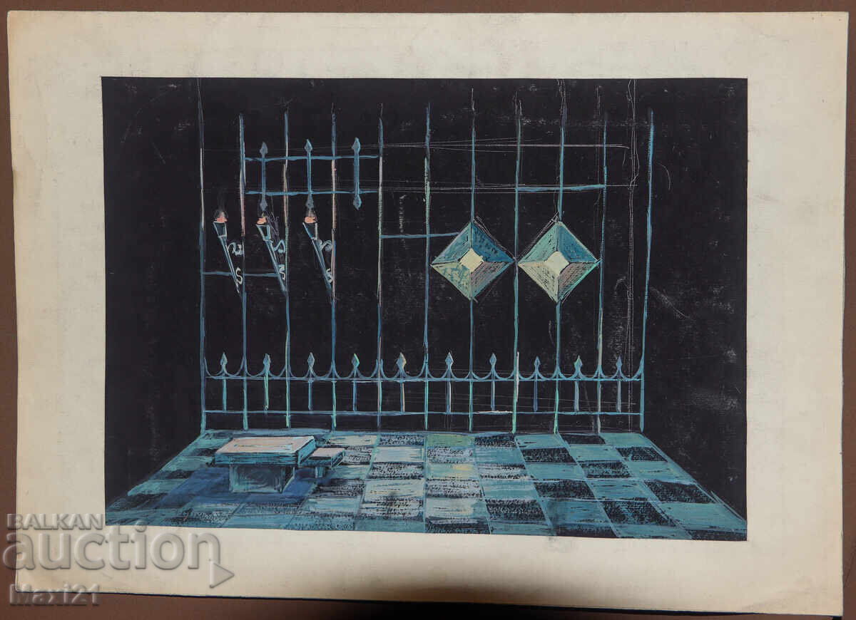 Δημοπρασία Παλαιό έργο γκουάς διακόσμηση σκηνογραφία Δημοπρασία Παλαιό έργο γκουάς διακόσμηση σκηνογραφία