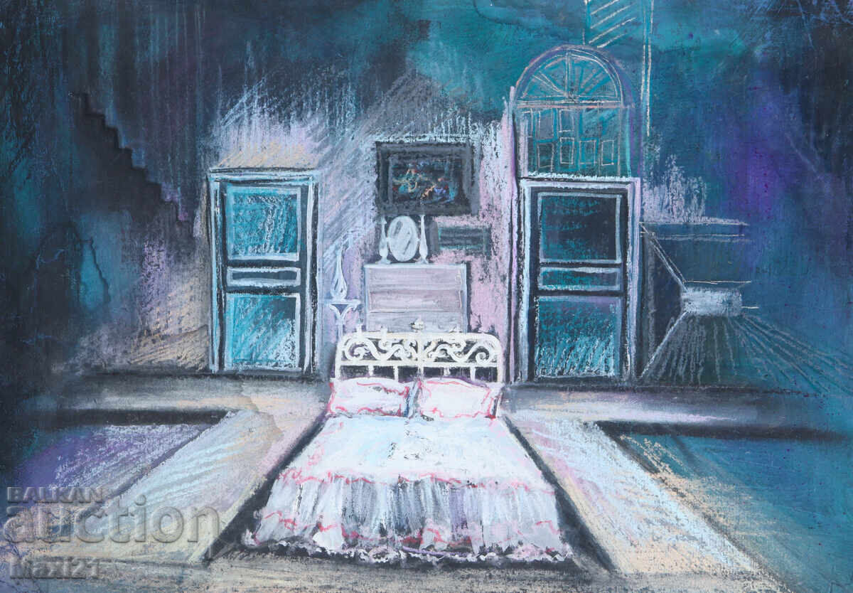 Old pastel painting, decorative scenery