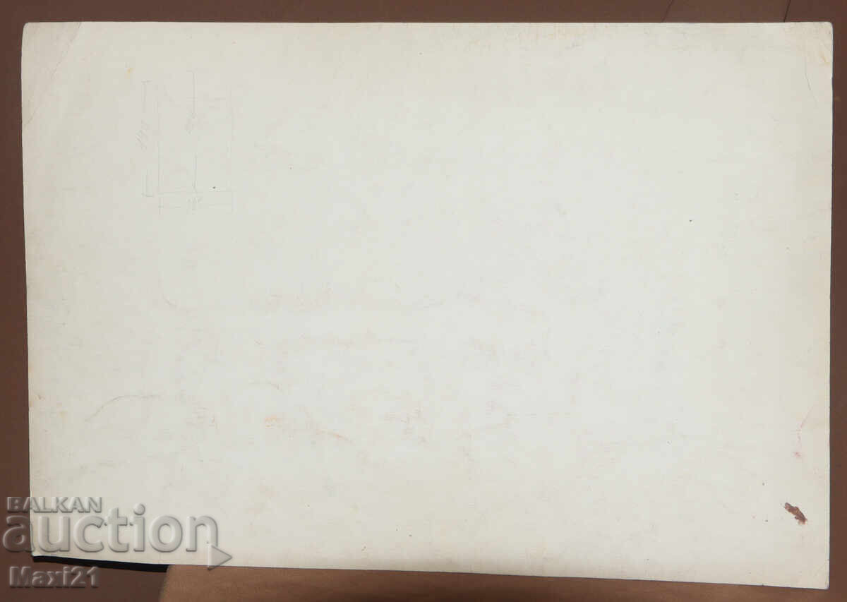 Стара картина акварел градски пейзаж - 6