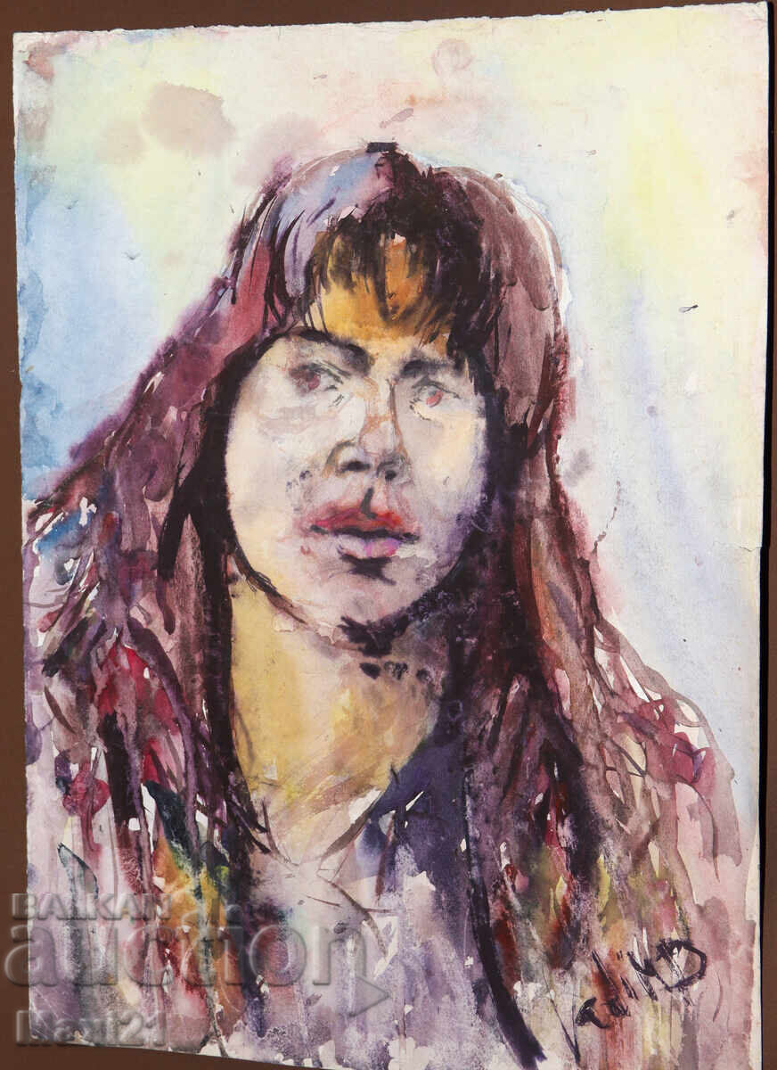Watercolor painting female portrait with price 140.00 BGN | € 71.58