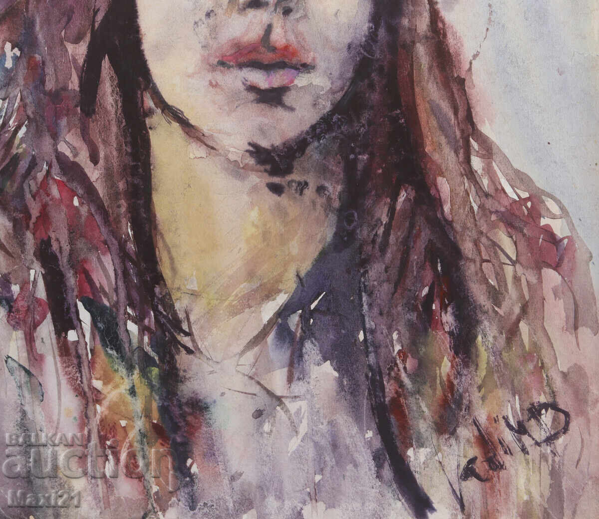 Watercolor painting female portrait - 5