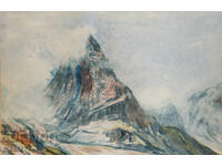 Painting 1982. Watercolor landscape Matterhorn peak