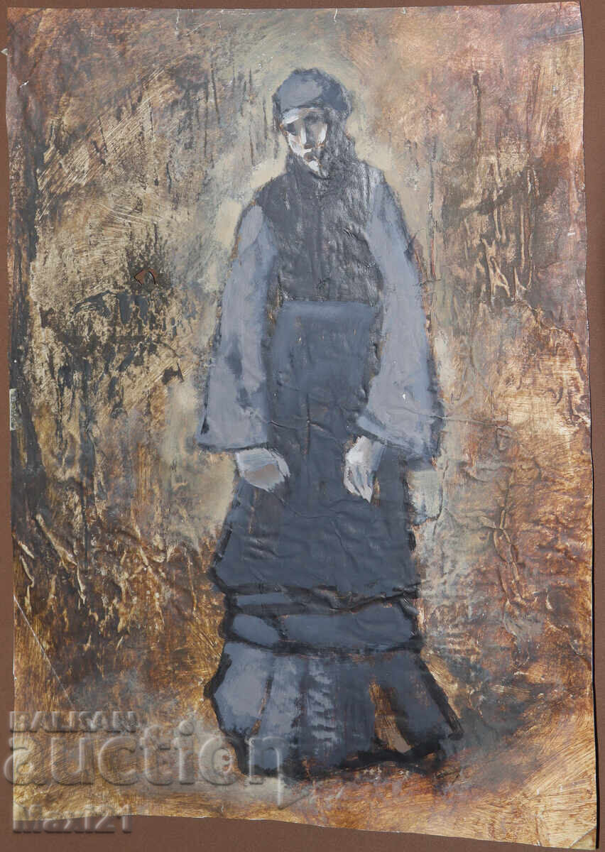 Tablou cu tempera, portret feminin cu preț 180.00 BGN | € 92.03 Tablou cu tempera, portret feminin cu preț 180.00 BGN | € 92.03