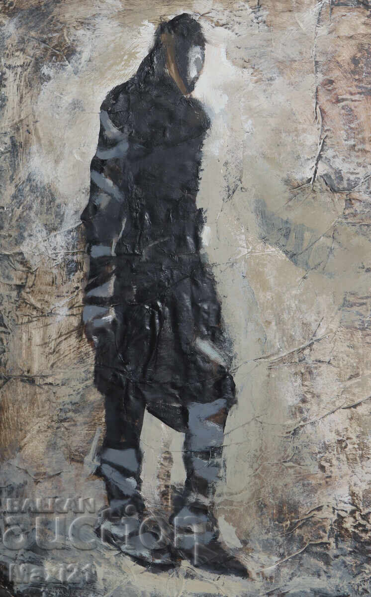 Painting tempera paints female portrait Painting tempera paints female portrait