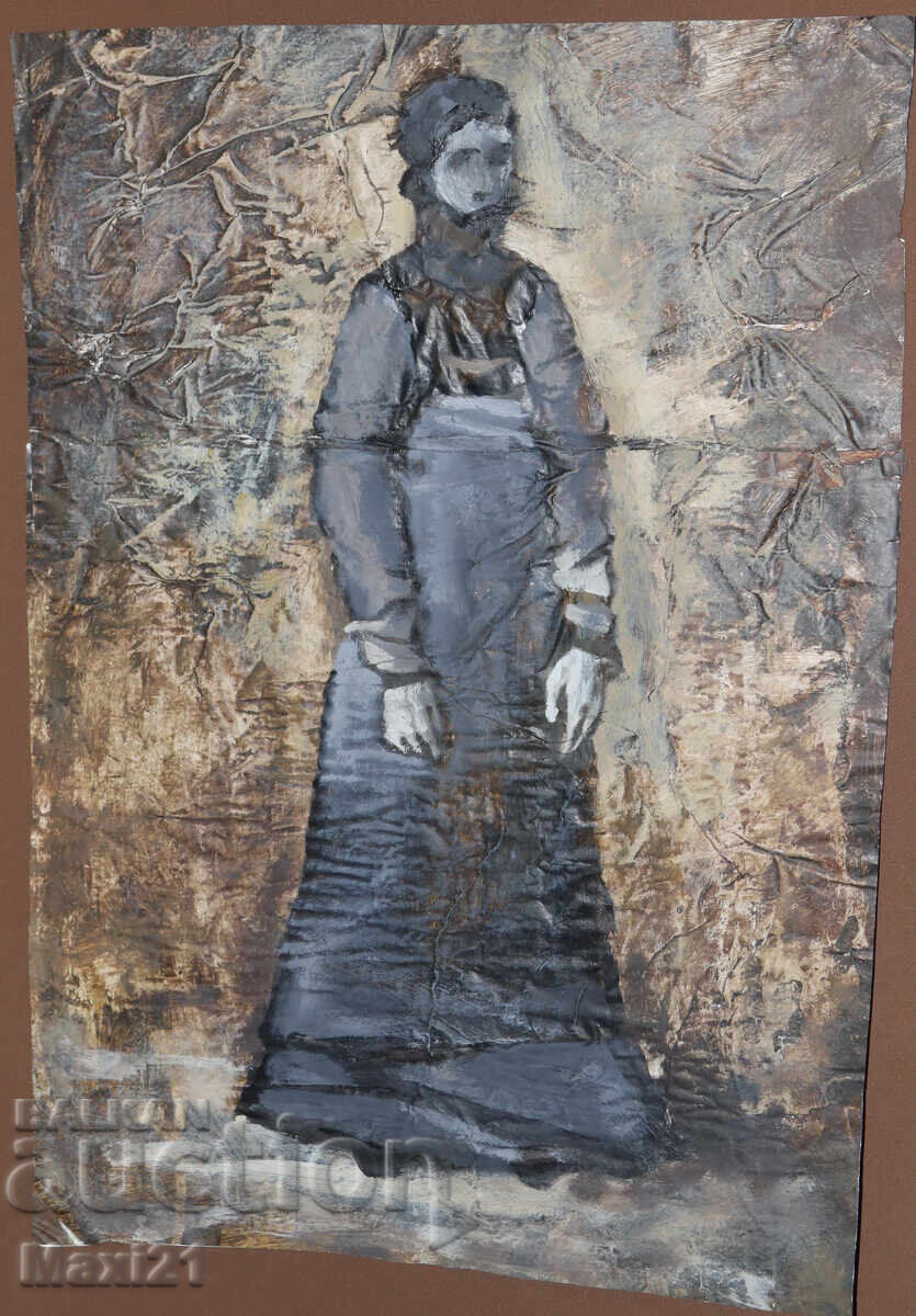 Tablou cu tempera, portret feminin cu preț 180.00 BGN | € 92.03 Tablou cu tempera, portret feminin cu preț 180.00 BGN | € 92.03