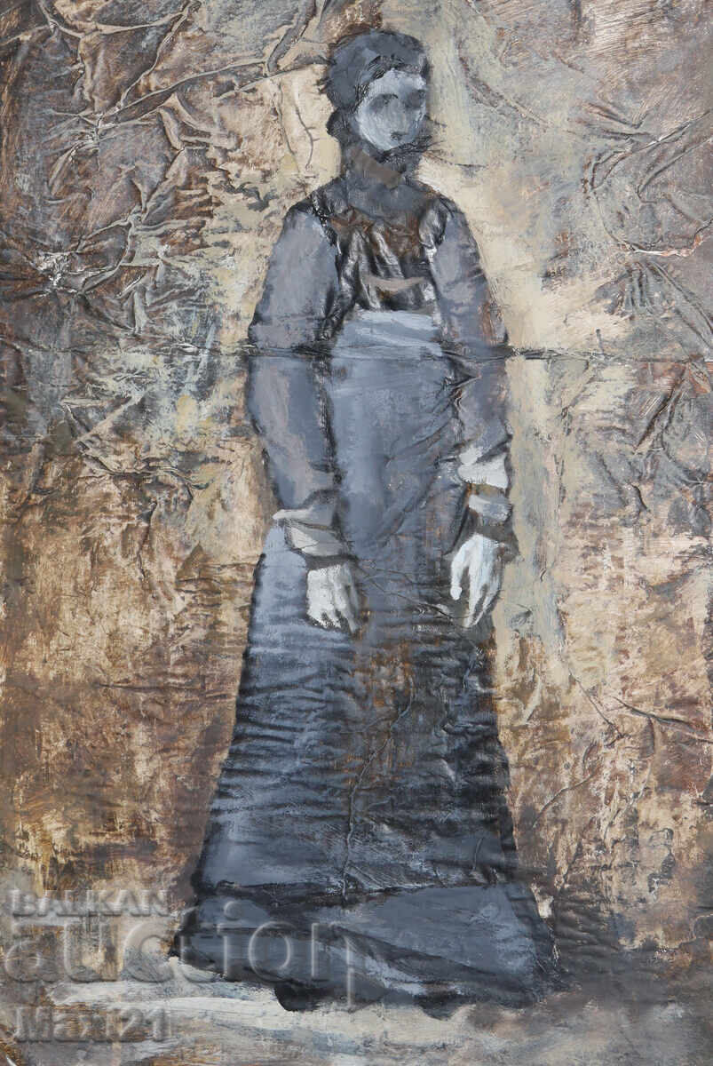 Tablou cu tempera, portret feminin Tablou cu tempera, portret feminin