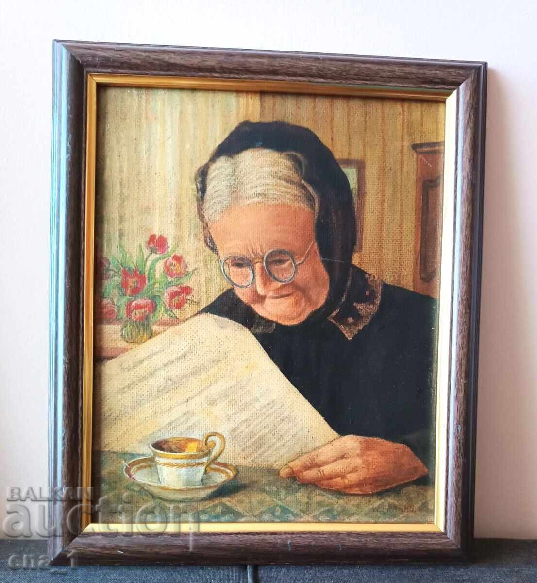 Pictură în ulei „Doamnă citind” de W. Franke semnată în ramă cu preț € 70.00 | 136.91 BGN