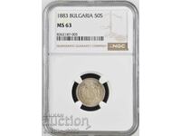 50 Stotinki 1883 MS 63 NGC