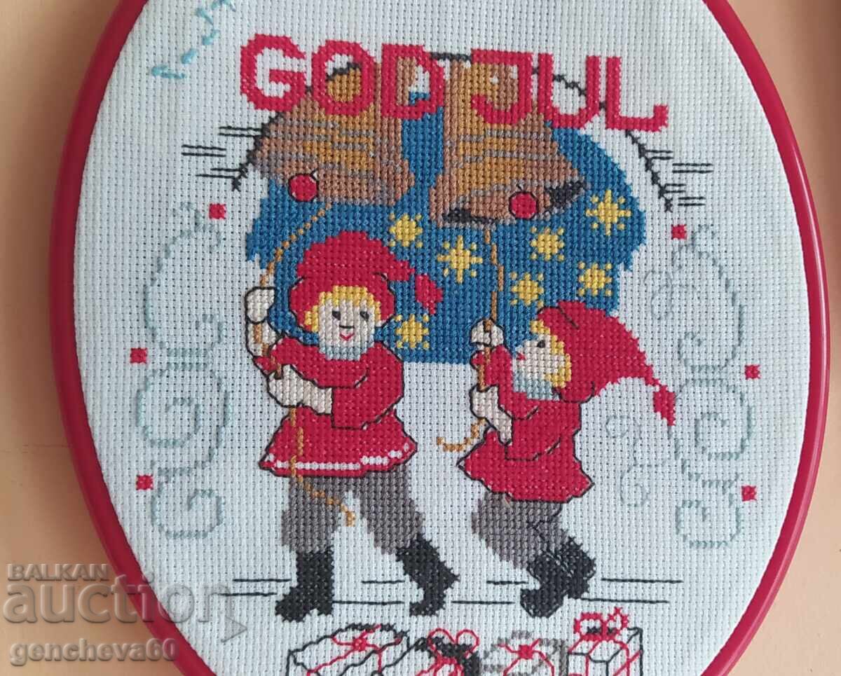 Broderie manuală, goblen înrămat - 5