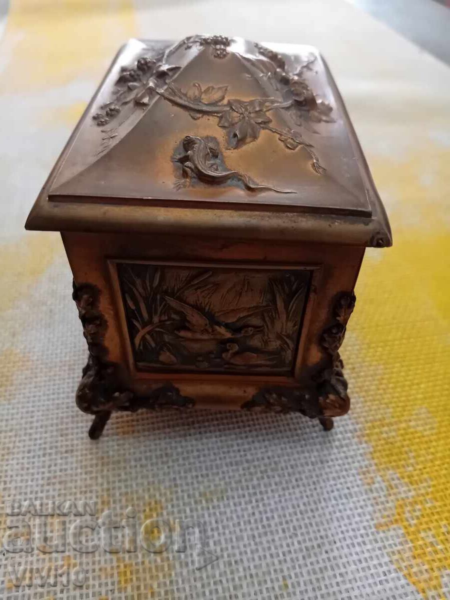 Auction  Antique jewelry box, bronze, gilding