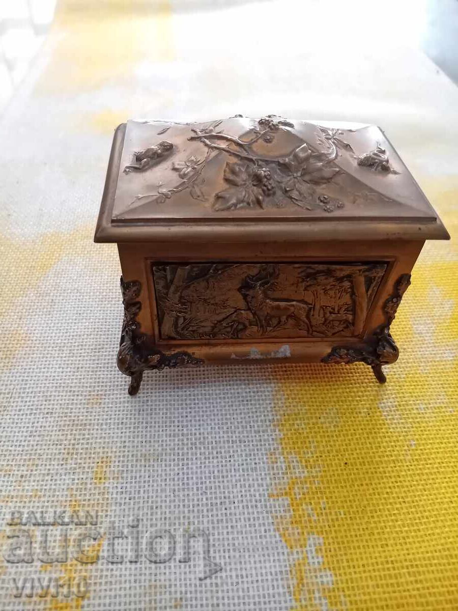 Antique jewelry box, bronze, gilding
