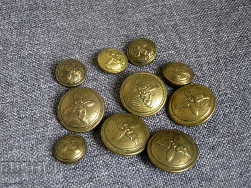 10 παλιά στρατιωτικά κουμπιά πιλότου αεροπόρου