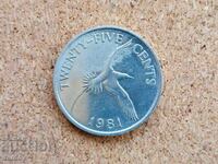 Бермуда 25 цента 1981 г.