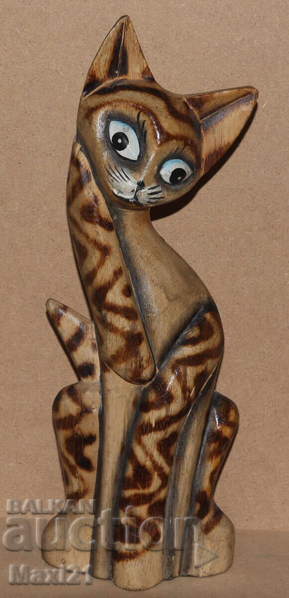 Ξυλόγλυπτη γλυπτική γάτα με τιμή 150.00 BGN | € 76.69