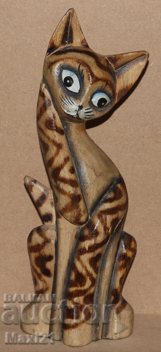 Δημοπρασία Ξυλόγλυπτη γλυπτική γάτα
