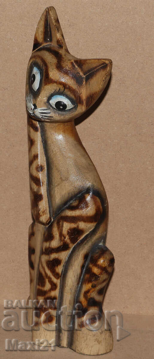 Ξυλόγλυπτη γλυπτική γάτα - 6