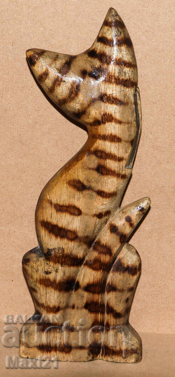Ξυλόγλυπτη γλυπτική γάτα - 7