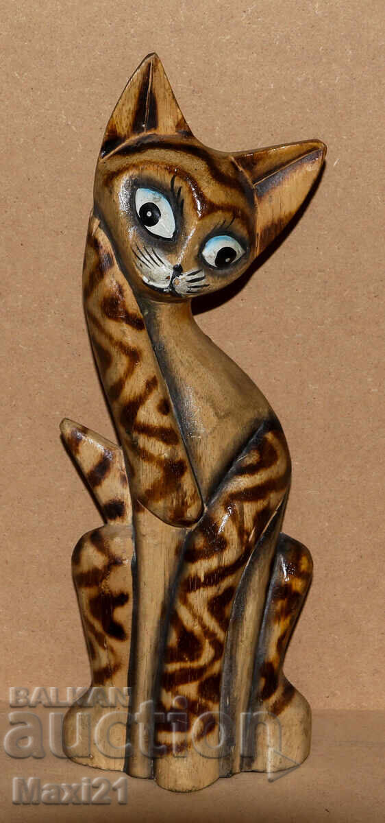Ξυλόγλυπτη γλυπτική γάτα