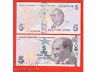TURKEY 5 Lira issue 2009 - 2020 SERIES D NEW UNC