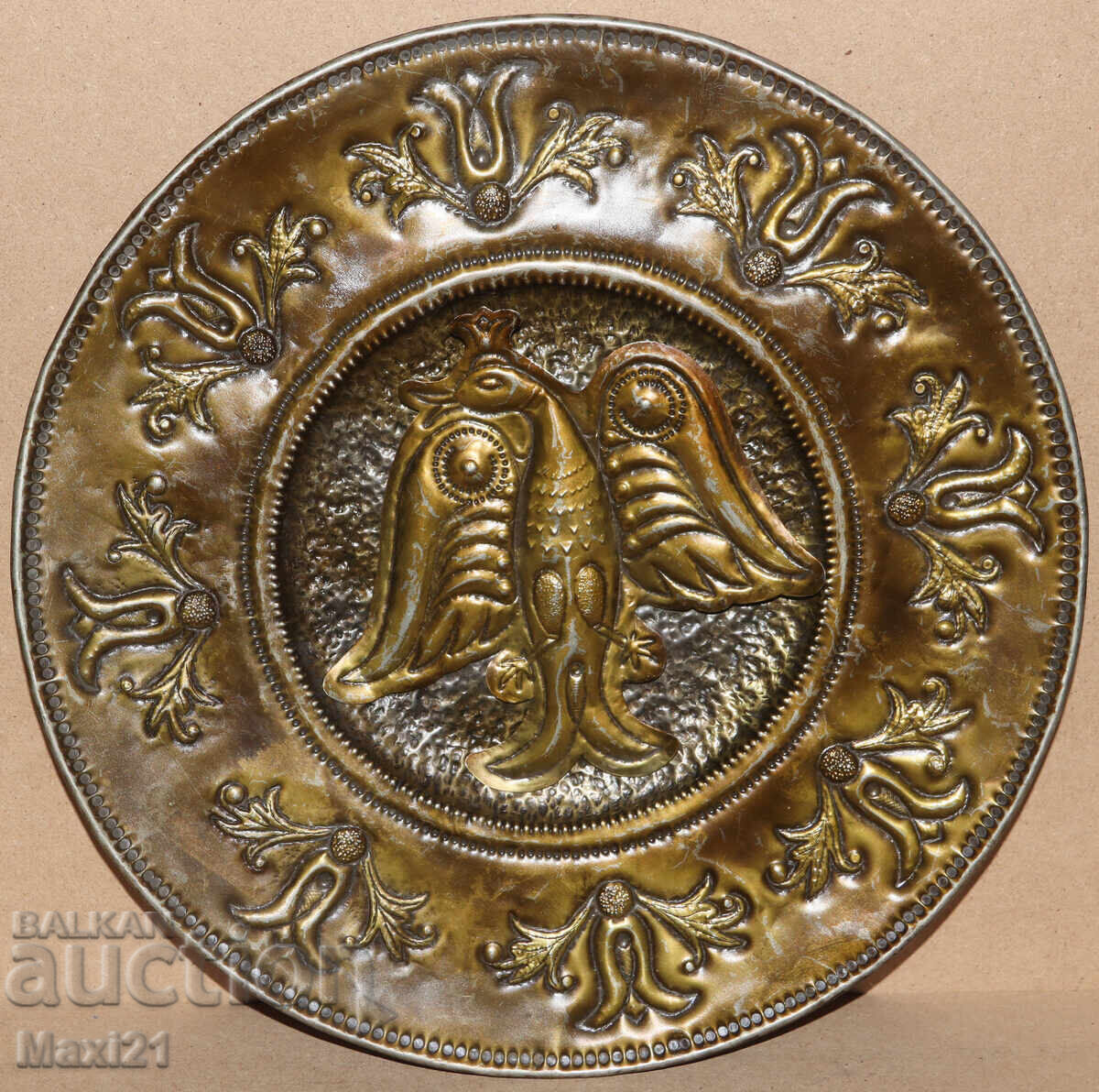 Handmade brass plaque panel crowned eagle with price 280.00 BGN | € 143.16 Handmade brass plaque panel crowned eagle with price 280.00 BGN | € 143.16