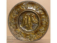 Plachetă panou din alamă lucrată manual cu vultur încoronat