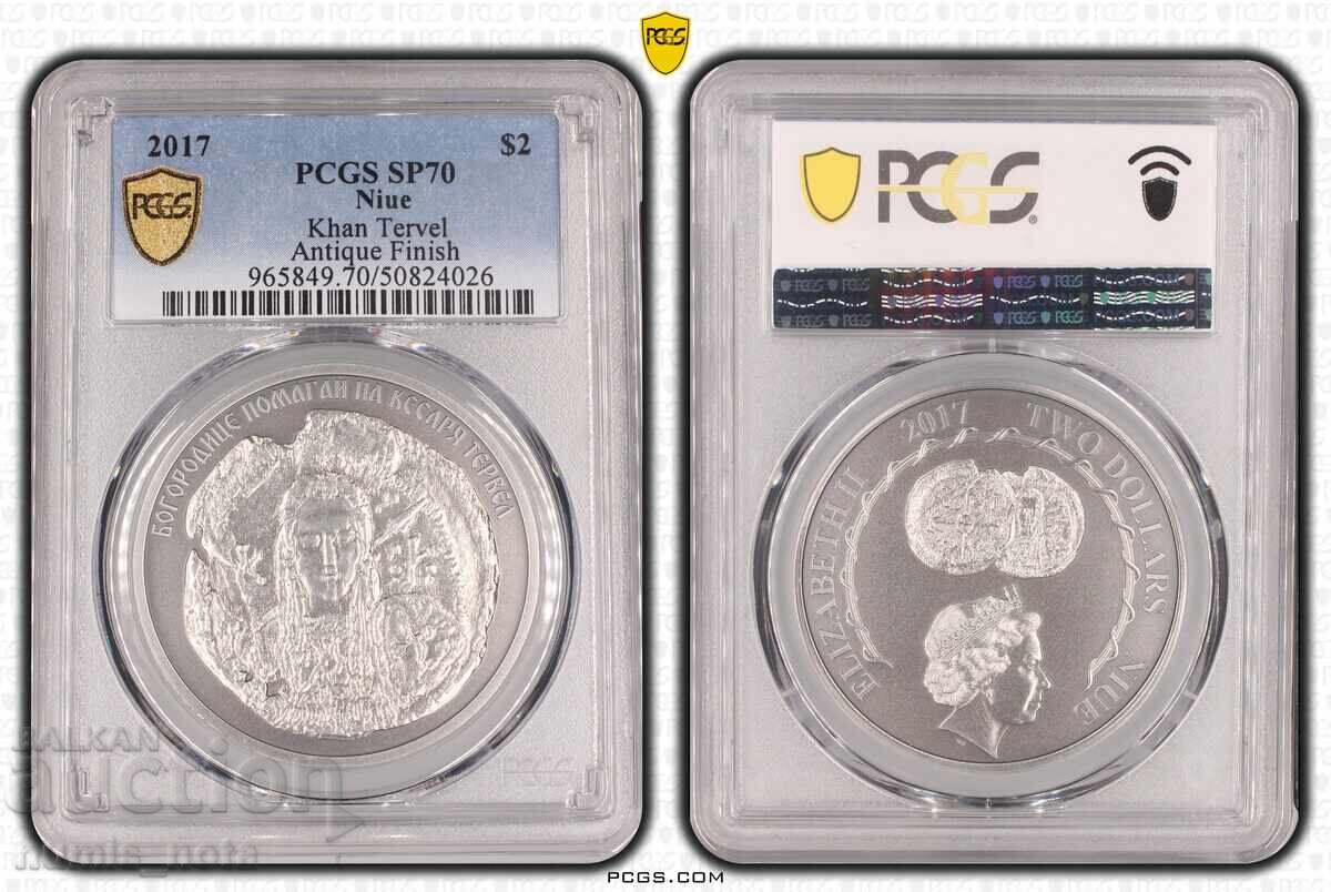 Печата на хан Тервел -топ грейд SP 70 2 долара 2017 с цена 495.00 лв. | € 253.09 Печата на хан Тервел -топ грейд SP 70 2 долара 2017 с цена 495.00 лв. | € 253.09