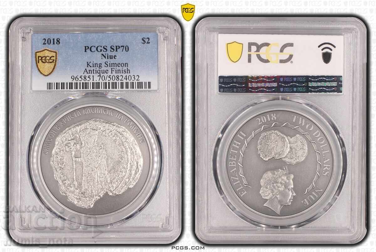 Ștampila țarului Simeon cel Mare - grad superior SP 70 2 dolari 2017 cu preț 540.00 BGN | € 276.10 Ștampila țarului Simeon cel Mare - grad superior SP 70 2 dolari 2017 cu preț 540.00 BGN | € 276.10