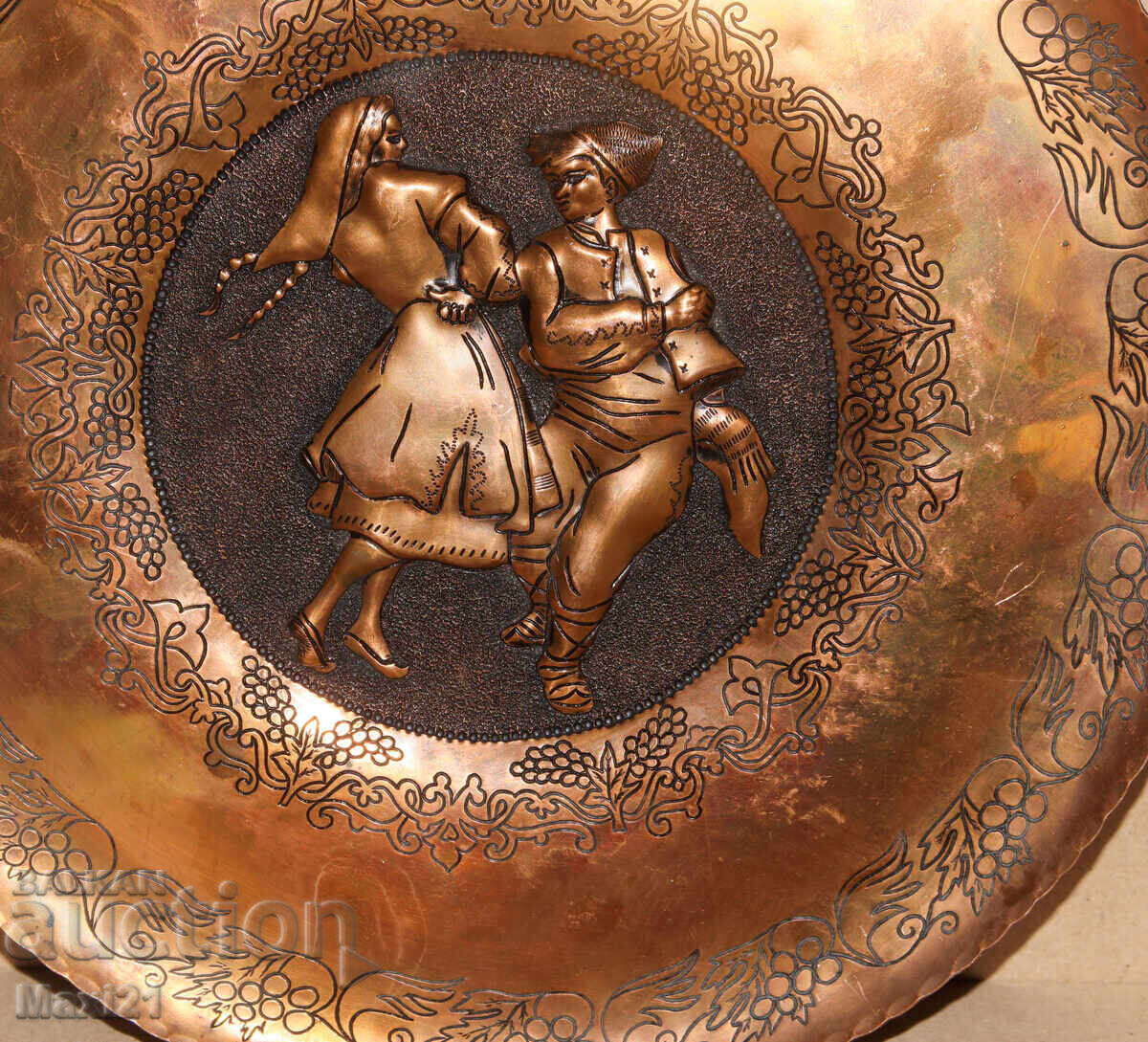 Handmade copper plaque panel dancers - 6