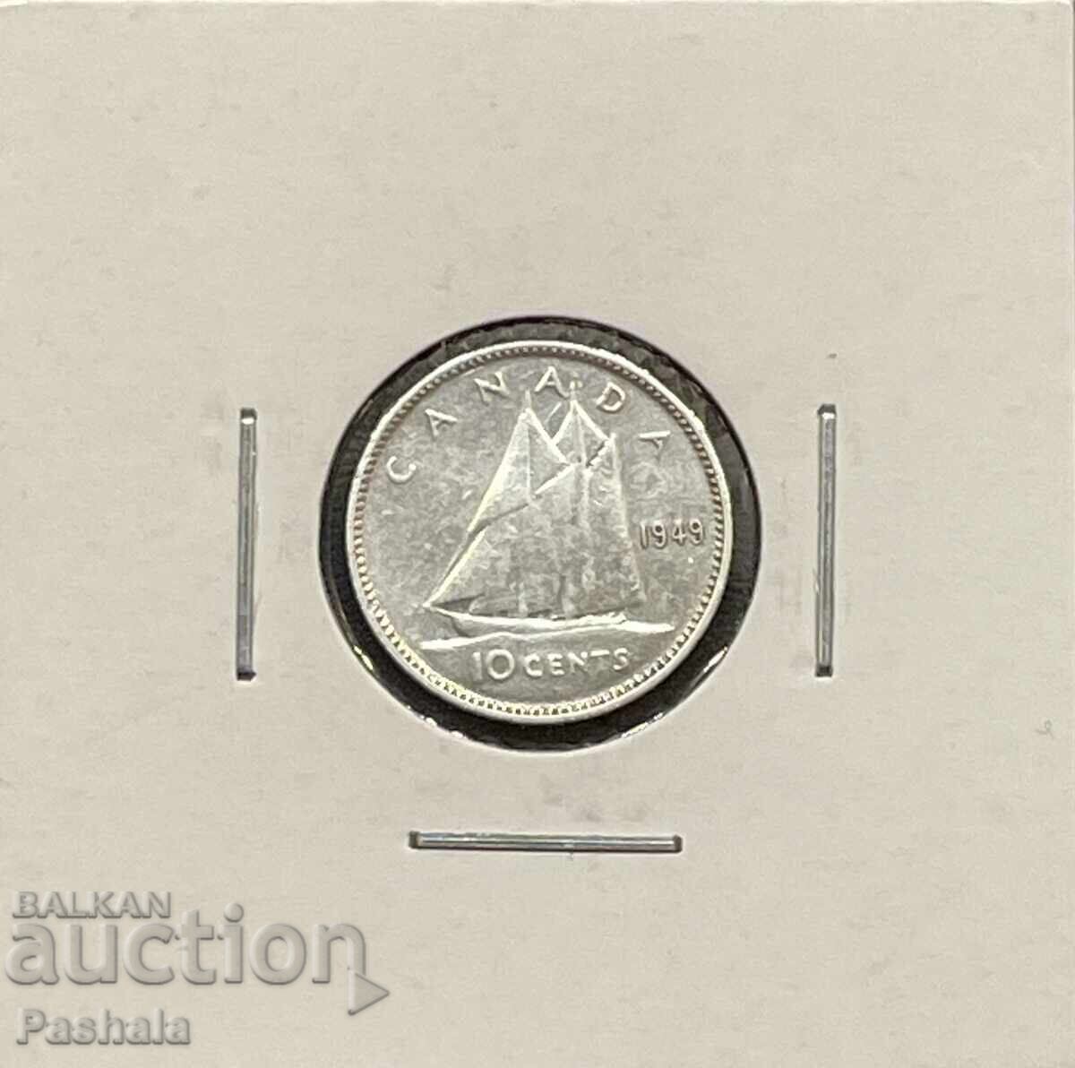 Канада 10 цент 1949 г.
