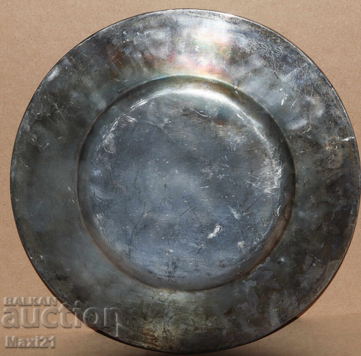 Farfurie veche italiană grea, argintată - 7