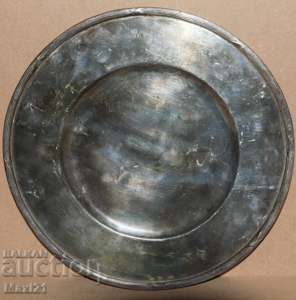 Farfurie veche italiană grea, argintată